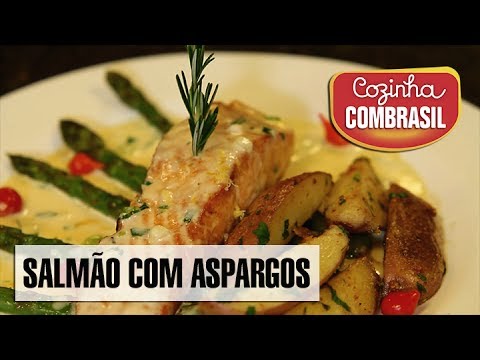 Vídeo: Salmão Com Tomate E Aspargos