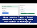 How to make Forgot / Reset Password System using Email Verification in PHP MySQL