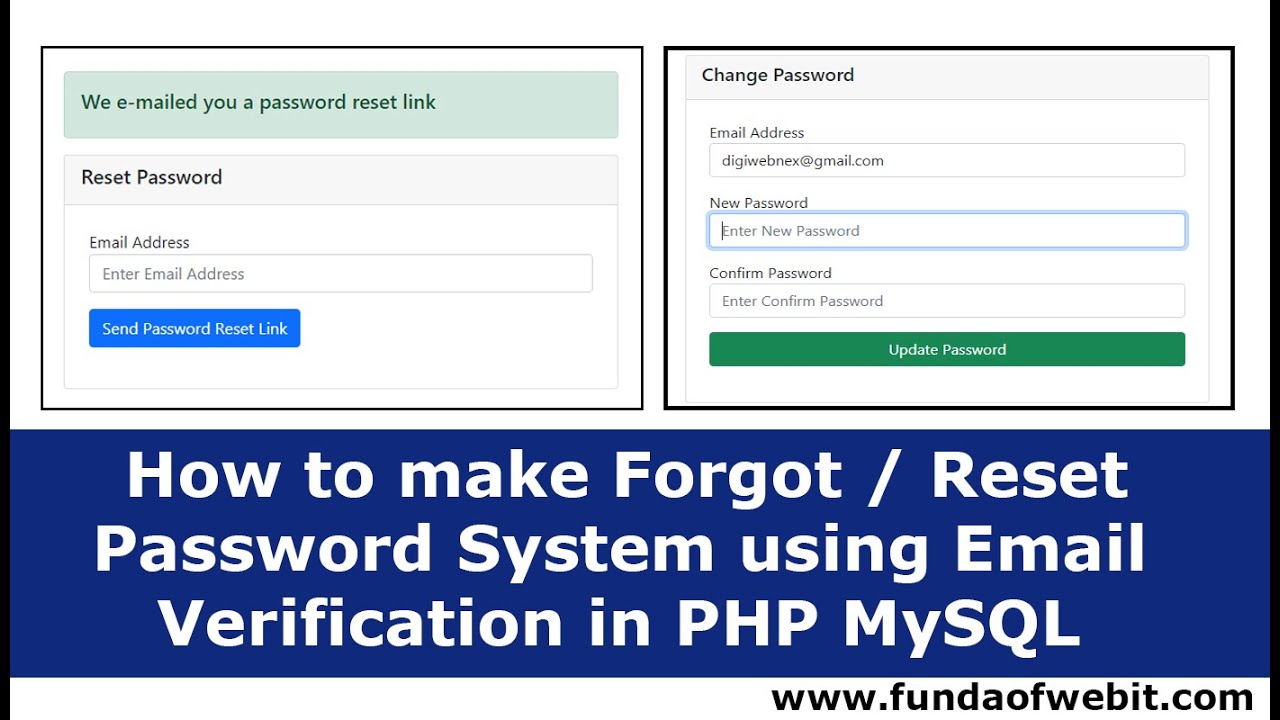 How To Make Forgot Reset Password System Using Email Verification In