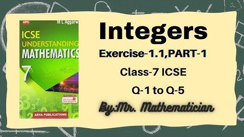 Ch-Integers; Ex.- 1.1; questions-1 to 5 ; ICSE M.L Aggarwal;Class- 7