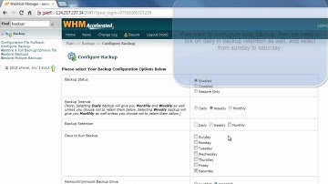 Backup Configuration in WHM