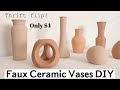 DIY FAUX CERAMIC VASES | THRIFTED VASES | THRIFT FLIP | DIY TEXTURED CLAY VASE | EASY THRIFT FLIP |