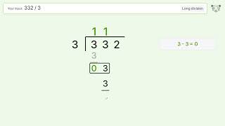 Long Division Problem 332/3: Step-by-Step Video Solution