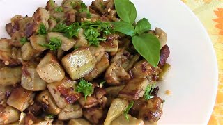 Fried eggplant with onions as mushrooms./ Eggplant under mushrooms. /How to cook delicious eggplant.