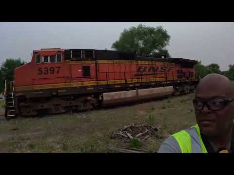 Check out the BNSF GE – 9-44cw up close! also an  eastbound mainline BNSF Z train.  6-4-23