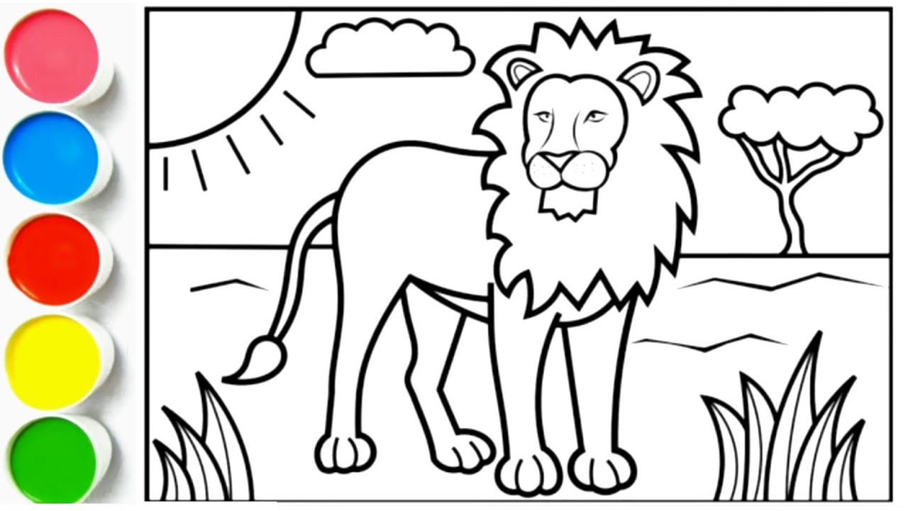 Lion Drawing, Painting and Coloring for Kids & Toddlers