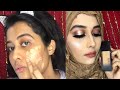 Huda beauty foundation review + DEMO in HINDI on medium brown indian skin|dollupbynasra