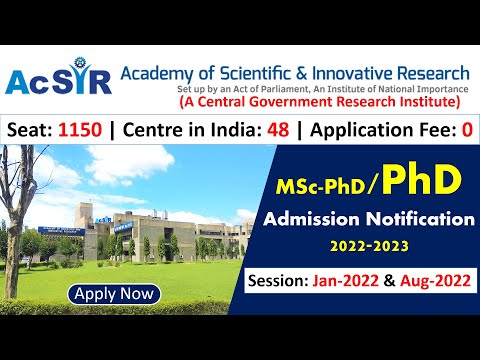 PhD Admission Notice in AcSir | AcSir PhD Admission Notification January 2022 and August 2022