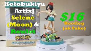 Unboxing 16 Kotobukiya Pokemon Artfx J Selene Moon & Rowlet Figure Bootleg