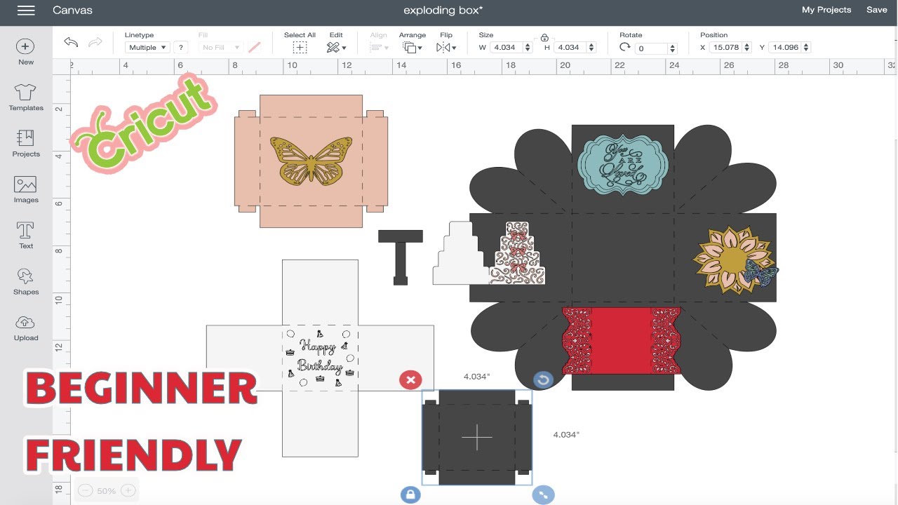 Design an exploding box tutorial in Cricut design space| DIY card ...
