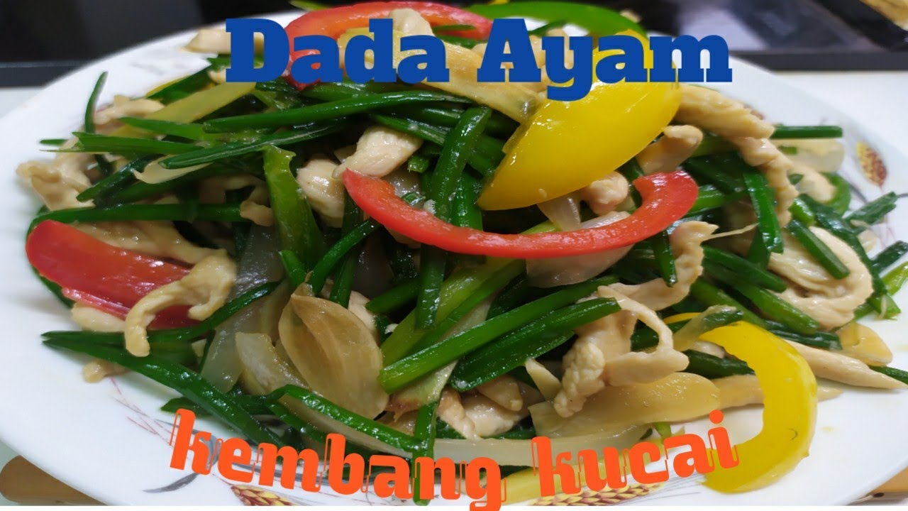 Resep tumis bunga kucai dengan dada ayam stir_ fry chives flower with ...