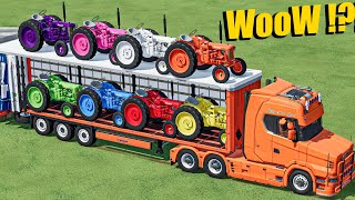 Mini Tractor Of Colors -Transporting To Garage With Trucks - Farming Simulator 22