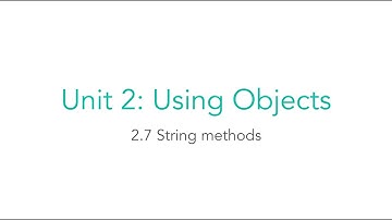 AP CSA 2.7 String Methods