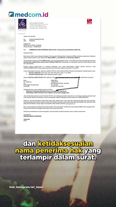 TERIMA ROYALTI RP700 RIBU, ARI LASSO TUNTUT NEGARA PERIKSA WAMI