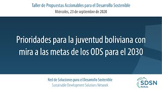 Prioridades para la juventud boliviana con mira las metas de los ODS para el 2030