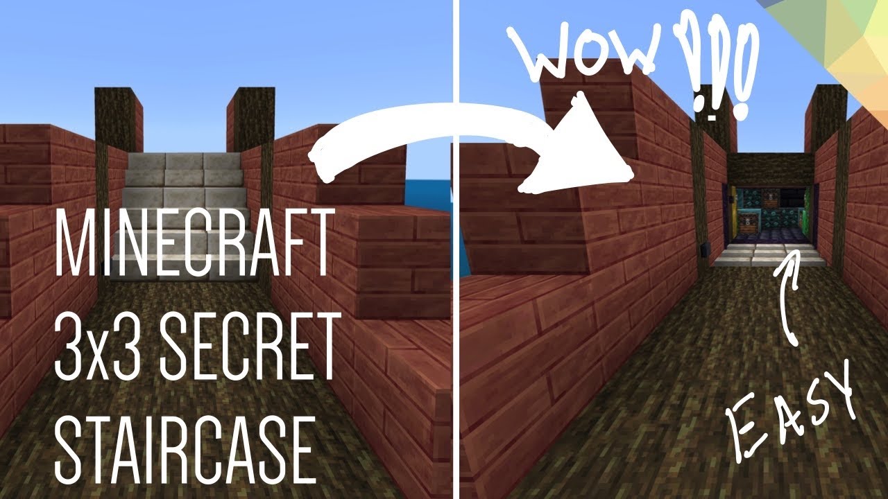 Minecraft Bedrock 3 x 3 Hidden Staircase Doorway YouTube