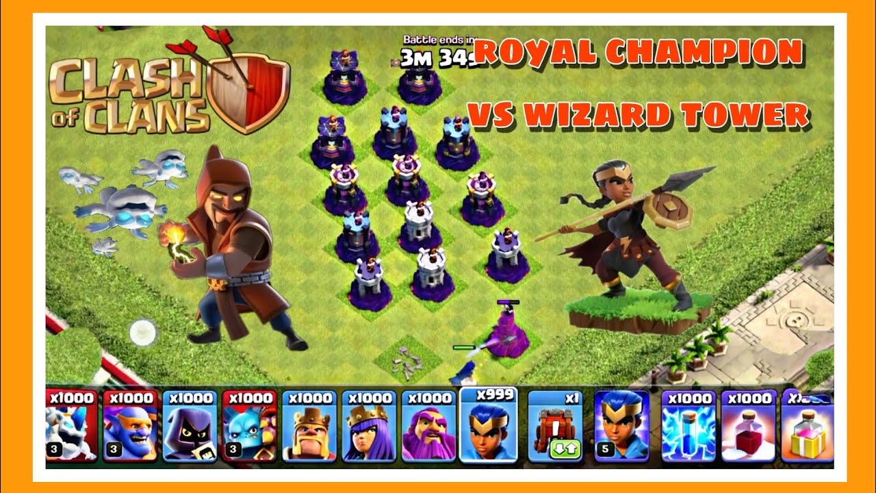 royal champion vs wizard tower and Archer queen 👑..##