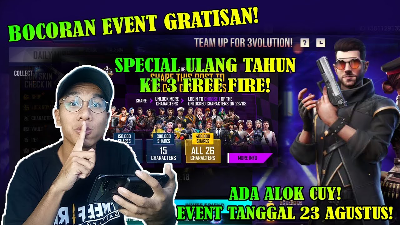 Free Fire Bocoran Event Gratisan Dapat Karakter Gratis Bundle Alok Special Ulang Tahun Free Fire