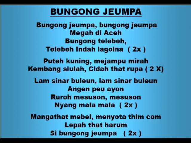 Dalam bahasa indonesia bungong jeumpa memiliki arti