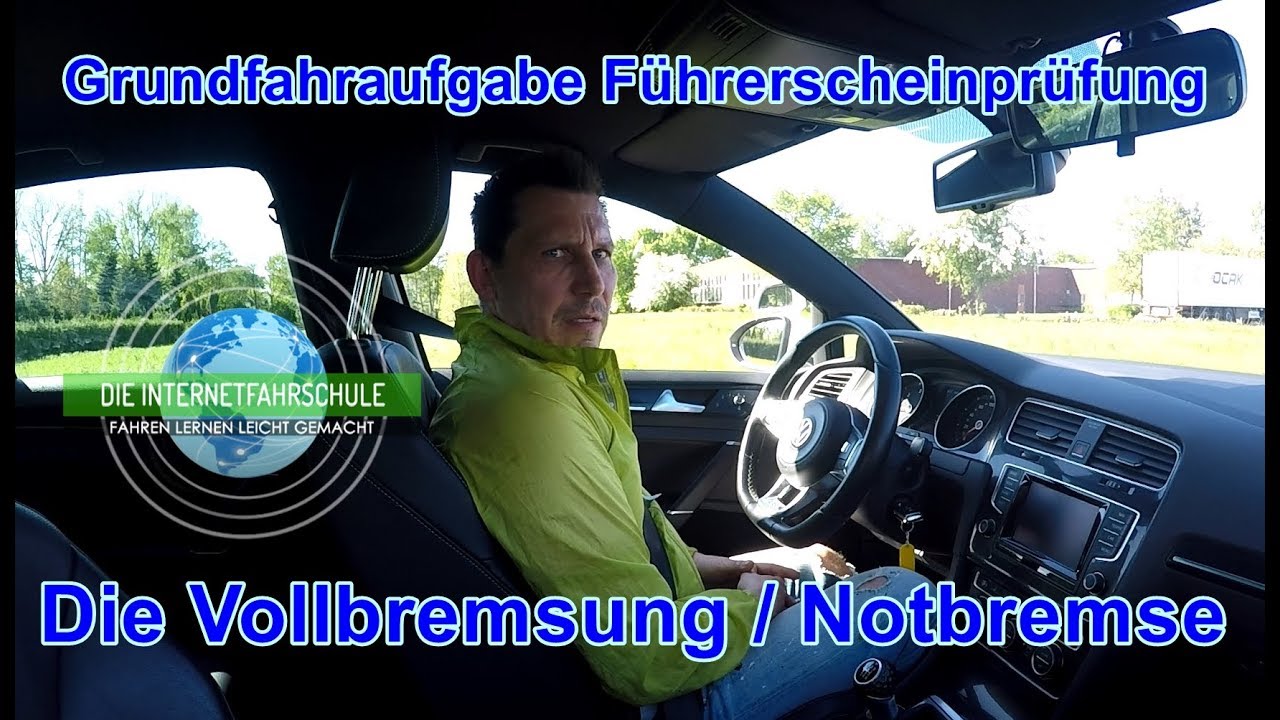Grundfahraufgabe Vollbremsung / Notbremsung - Fahrstunde Prüfungsfahrt