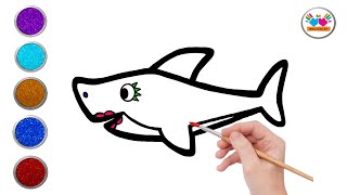 Draw Pink Shark | Shark Drawing | Toddlers. #coloring #shark #sharkdrawing