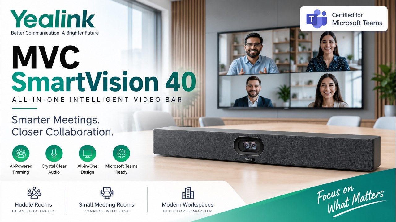 Yealink SmartVision 40 Intelligent AI Camera for Microsoft Teams Rooms product video thumbnail