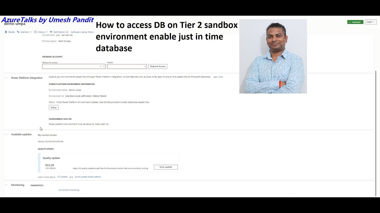 How to access DB on Tier 2 sandbox environment enable justintime