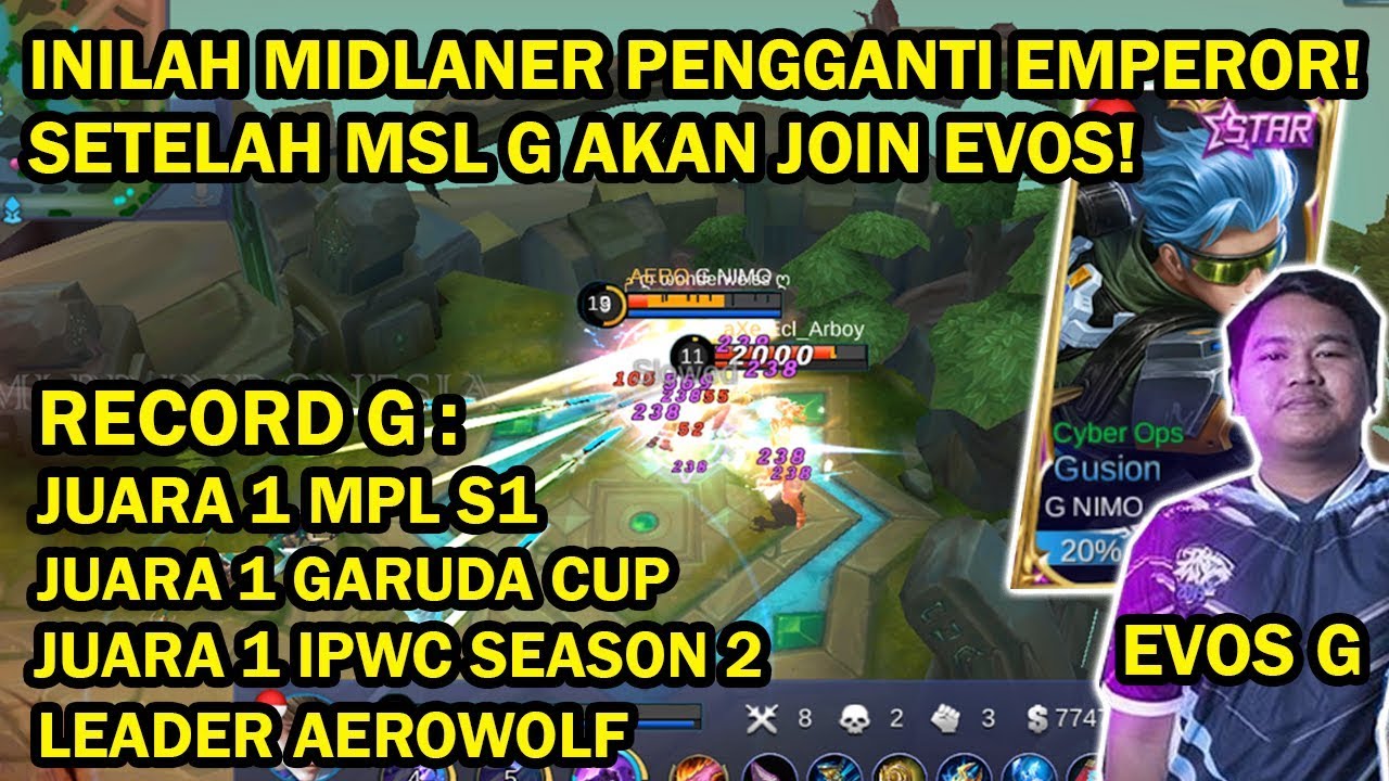 FIX INILAH MIDLANER PENGGANTI EMPEROR! WELCOME EVOS G! LIAT CARA MAINNYA! SAMPE MASUK BASE MUSUH!