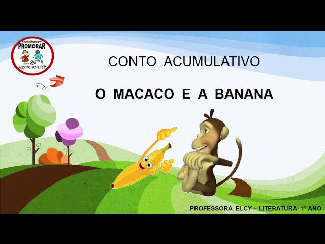 Macaco bonito dos desenhos animados comendo banana