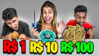 BEYBLADE DE R$ 1 vs R$ 10 vs R$ 100 REAIS !