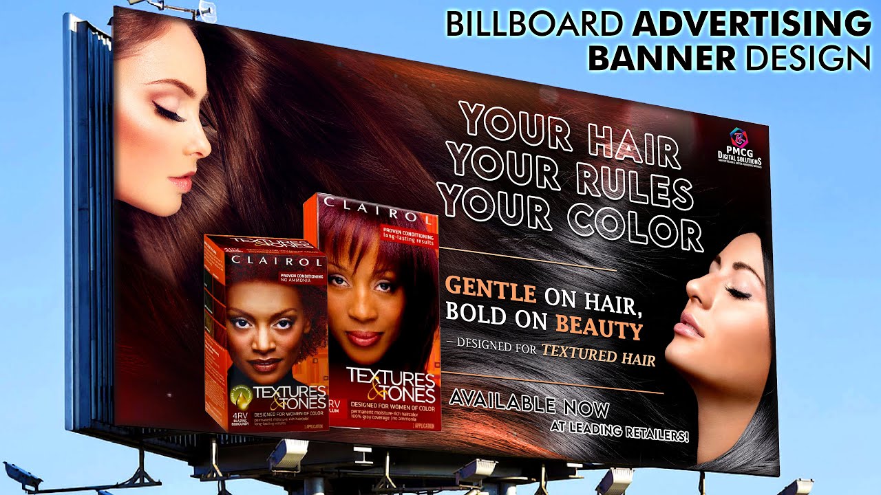 Billboard Advertising Banner Design In Photoshop For Hair Product Brand | Hoarding Banner Design