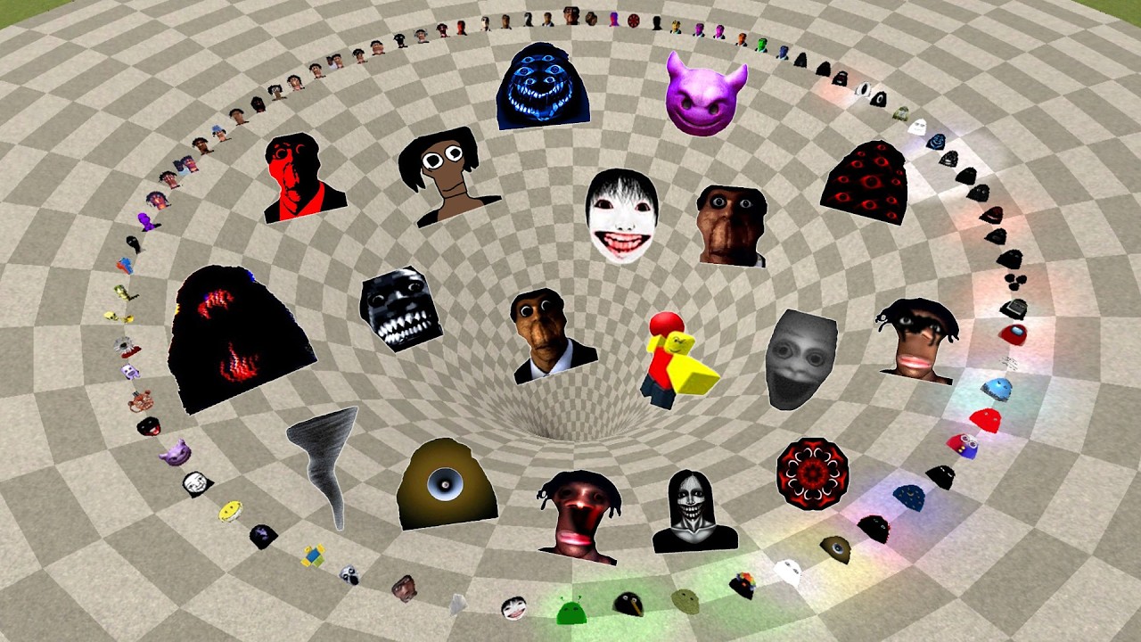 Angry Munci Family, Obunga, Nicos Nextbots, Juandale Pringle FALL into a FUNNEL Chasing me In Gmod