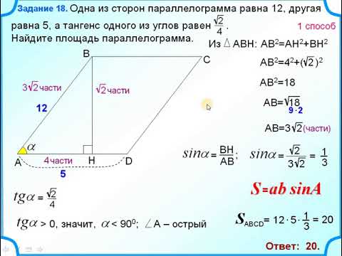 ОГЭ Задание 24 Площадь параллелограмма Два способа