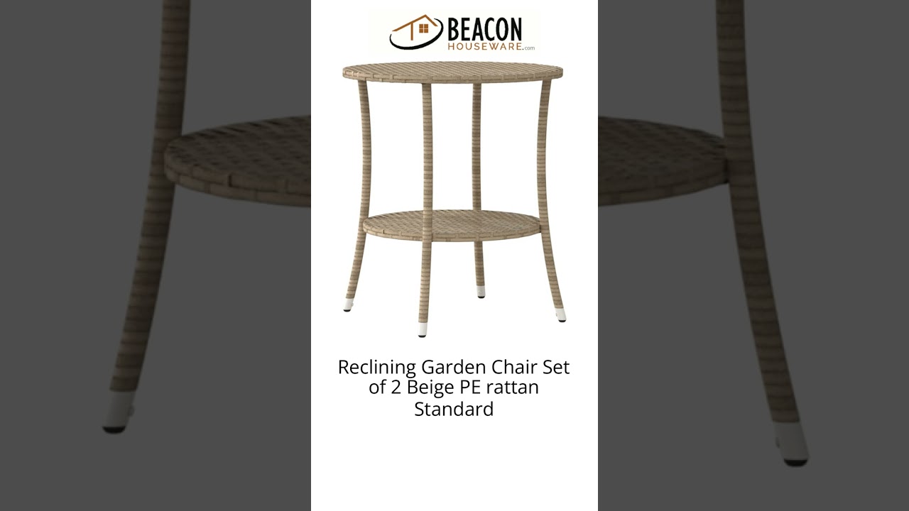 Reclining Garden Chair Set of 2 Beige PE rattan Standard