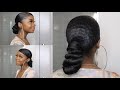 Twisted Knot Low Bun With Braiding Hair | Swoop Bang | Natural Hair