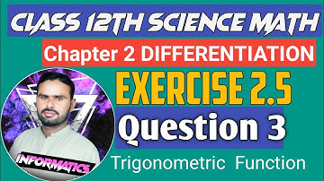 2nd Year Mathematics Chapter 2|| Differentiation||Exercise 2.5|| Question 3  by Sir Zaheer Akhtar