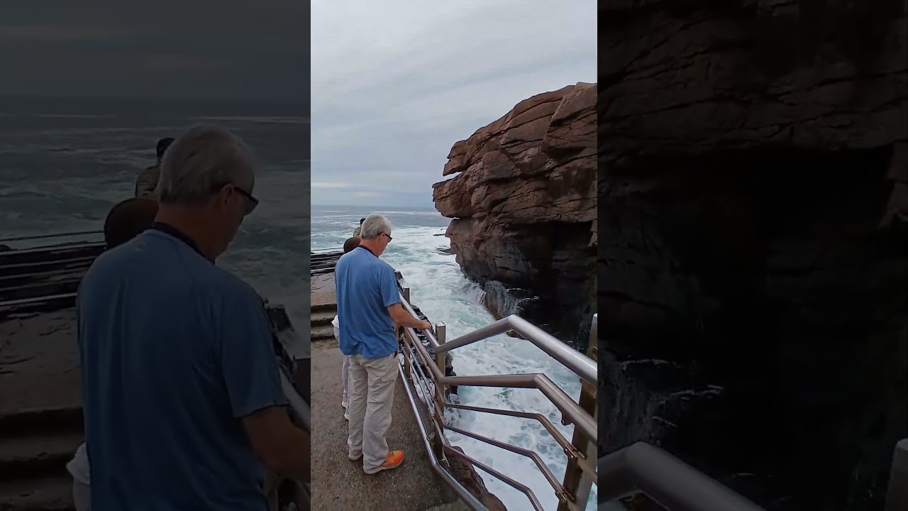 Hurricane Erin Hitting Thunder Hole Acadia National Park AUG 20 2025 Acadia Woody Louisa and Bob NC!
