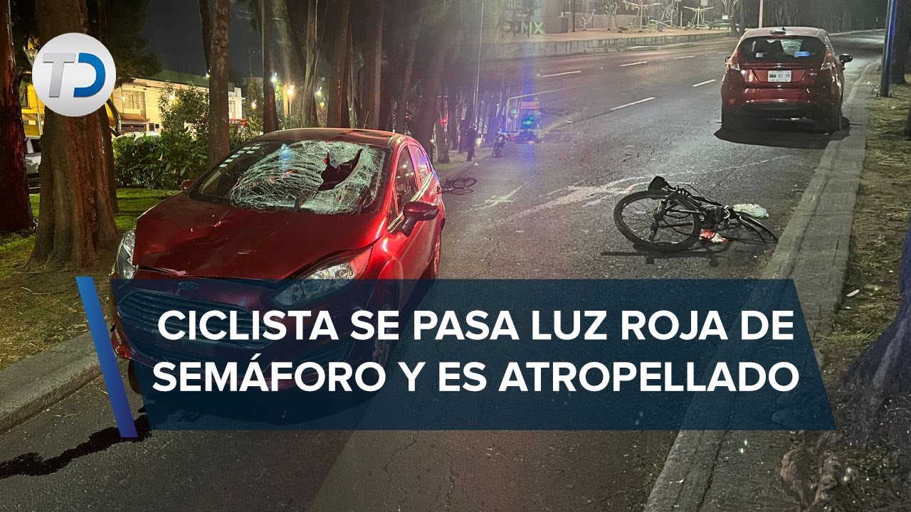 Ciclista se pasa alto y auto lo atropella en Iztacalco - YouTube