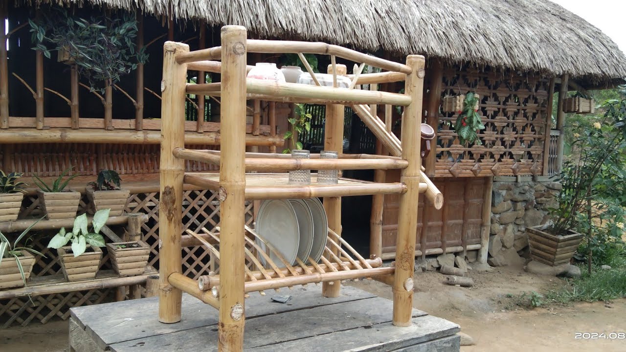we made a strong and beautiful bamboo dish rack