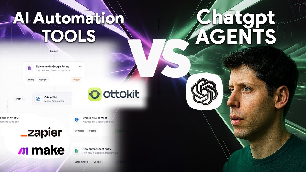 Comparison of ChatGPT agents versus automation tools like Zapier, Make and OttoKit