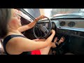 Jarlyn fiat 147 cranking battle in flip flops after mechanic service  pedal pumping revving old car