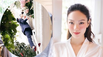 Độc lạ ở đám hỏi MINH HẰNG : chú rể leo cầu thang hôn cô dâu qua cửa sổ gây bão mạng xã hội