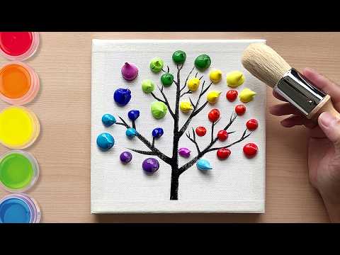 How to Paint a Colorful tree  Painting for beginners acrylic easy  Acrylic Painting Challenge 44