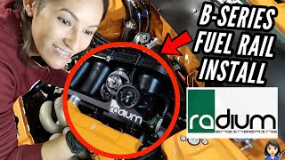 Radium Fuel Rail Parts Install B-Series - Fuel Pulse Damper - FPR - Female Built Civic