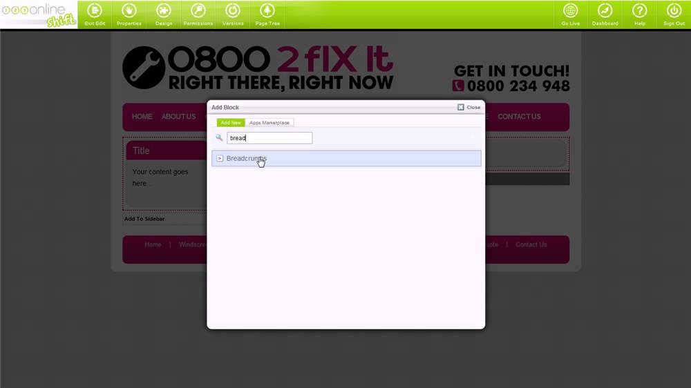 Breadcrumbs - 123 Online Shift CMS Tutorial