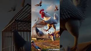 A big pigeon enters the village | True story of the pigeon and the hen 😭 #ai #hen #pigeon #farmer