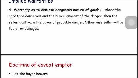 Sale of Goods Act 1930 | Part 5 | Caveat emptor | implied warranties |