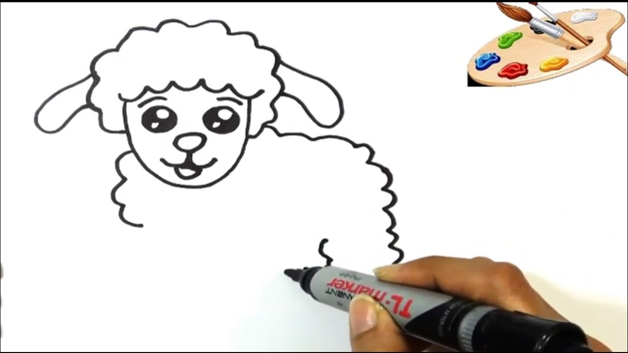 رسم خروف العيد 🐏 للاطفال بسهولة خطوة بخطوة ، رسم عيد الأضحي ،رسم الخروف   How to draw a sheep