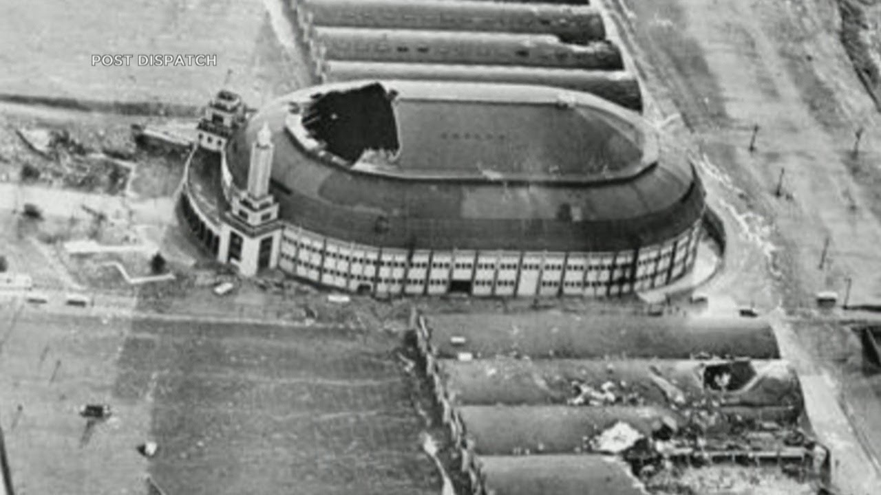 1959: See images from the tornado that toppled the Channel 2 tower and  ripped part of the roof off The Arena