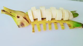 How To Make Banana Dolphin Fruit Art Fruit Decoration Fruit Carving Banana Garnishes